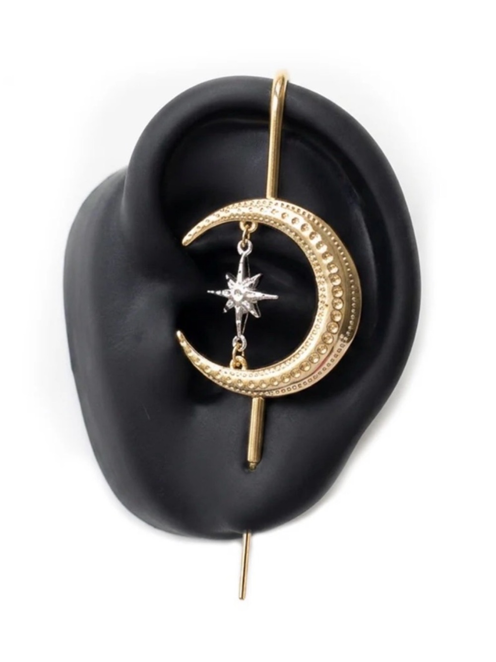 Oreylo Gold Crescent Moon Star Drop Ear Cuff - Single